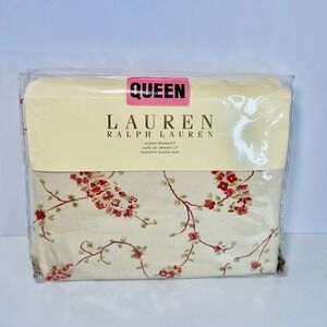 Ralph Lauren Mirabeau Paisley Bedskirt Queen -  Cotton Cream Floral - New